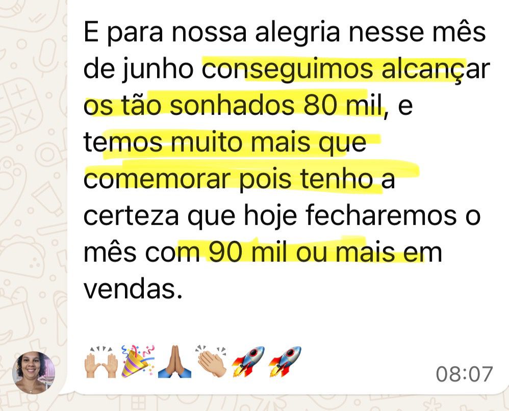 Depoimento — Mês de junho: 80 mil alcançados, projeção de 90 mil